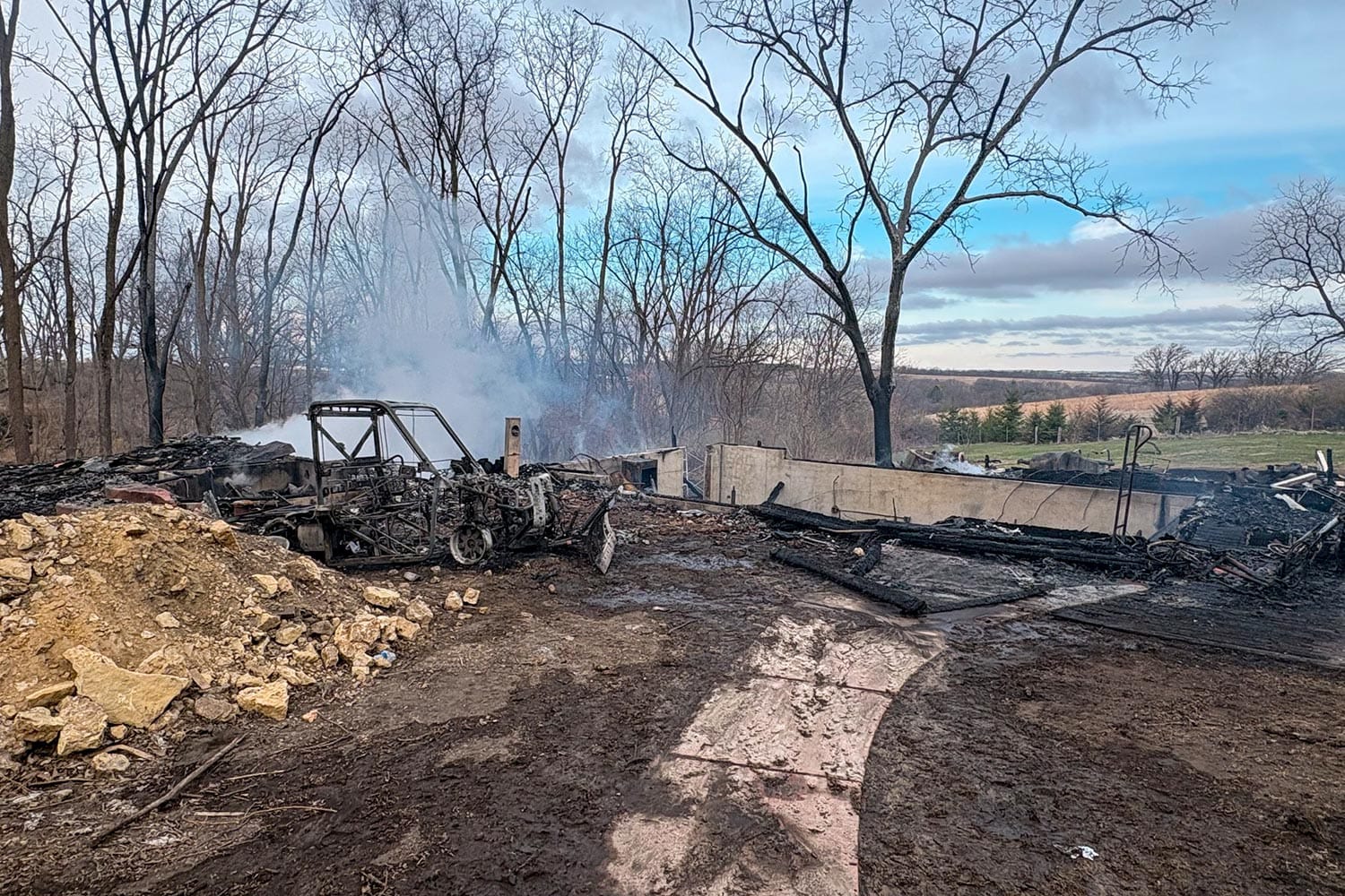 Rural House in Fire West of New Glarus is a Total Loss